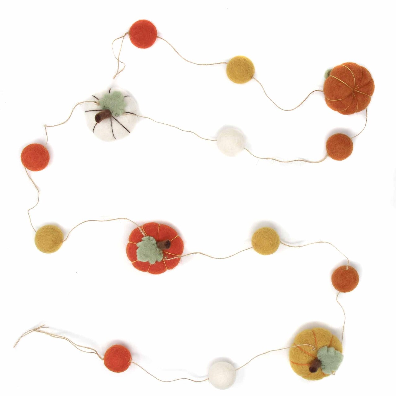 Multi Color Wool Felt Pumpkin Garland for Halloween and Autumn Decor